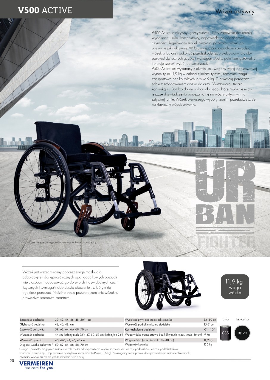 wózek inwalidzki V500 active Vermeiren